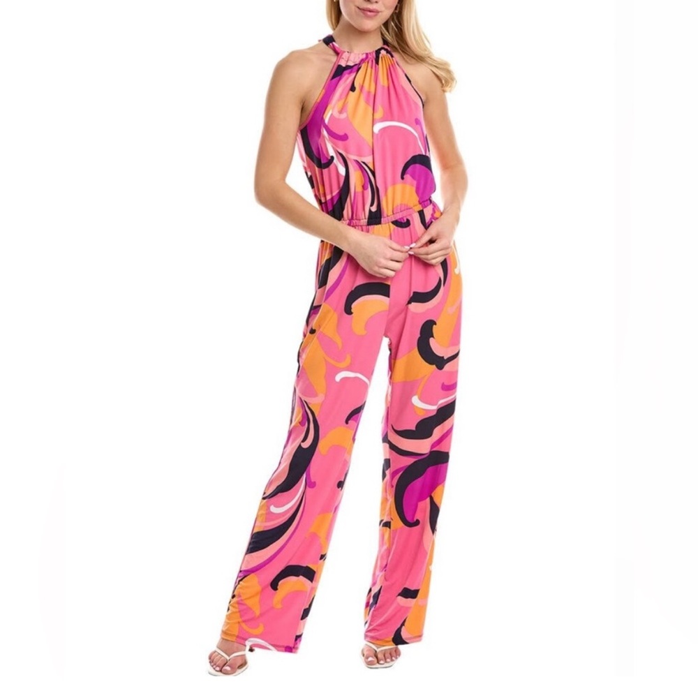 Trina Turk tropical print halter jumpsuit